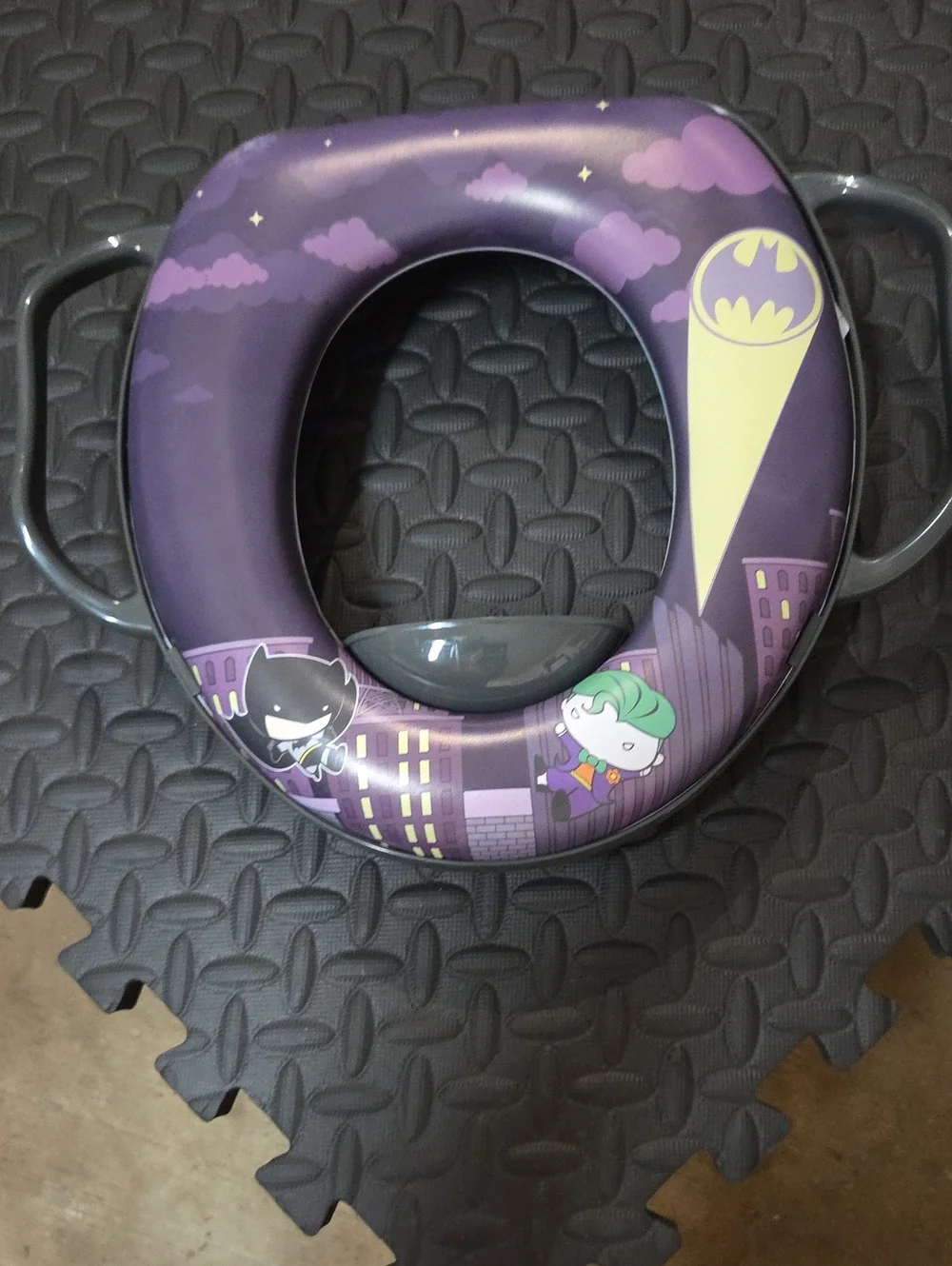 Purple Kids Potty Training Seat with Handles - Bat City Design